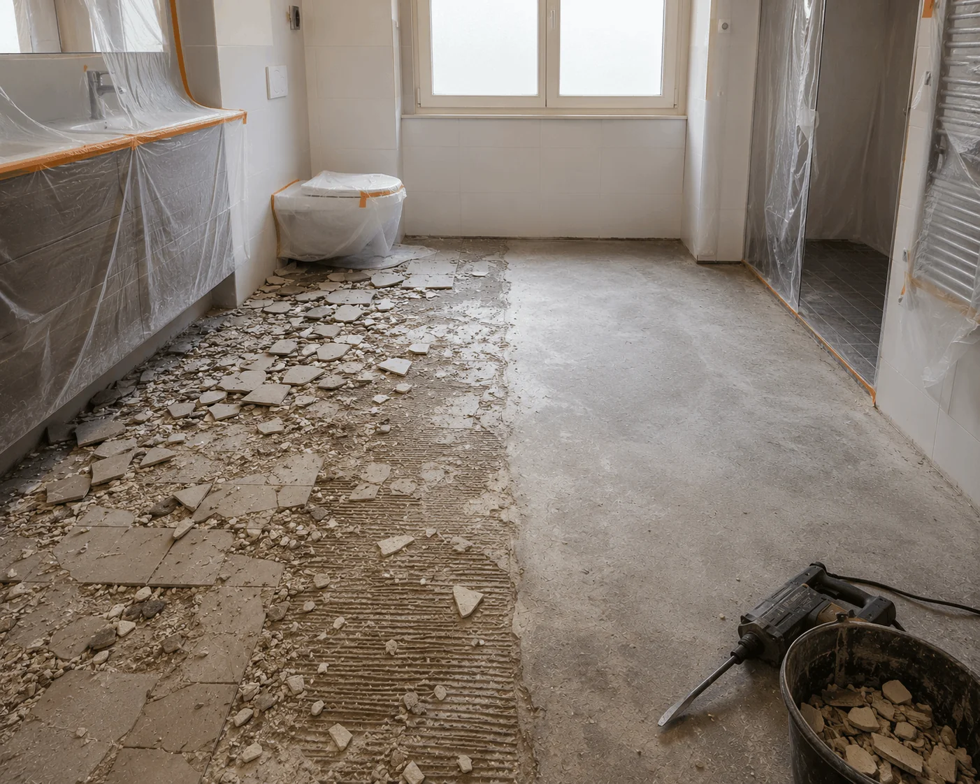 Dépose propre d'ancien carrelage