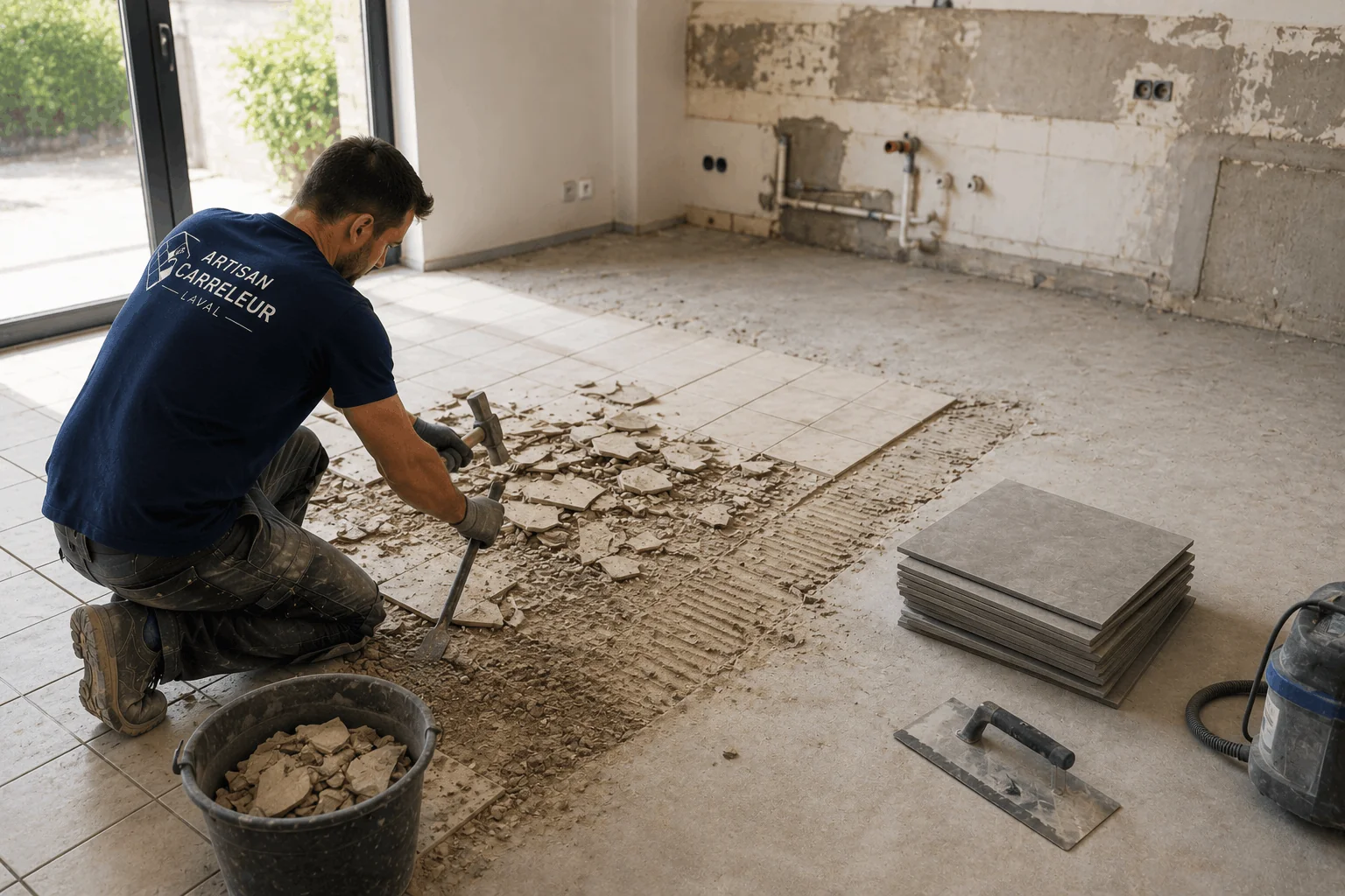Rénovation et dépose d'ancien carrelage à L'Huisserie